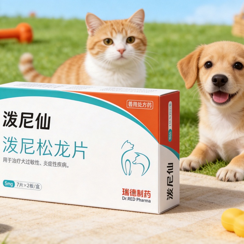 jimeng-2026-06-05-3900-保留泼尼仙产品包装盒主体文字图案不变，移除红色底座，替换背景为干净清新的宠物相关....jpg